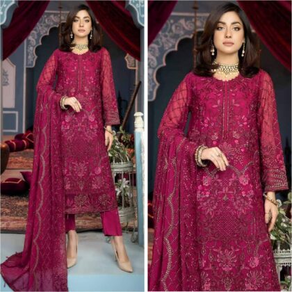 Georgette & Embroidery With Sequence Work, Three Pieces